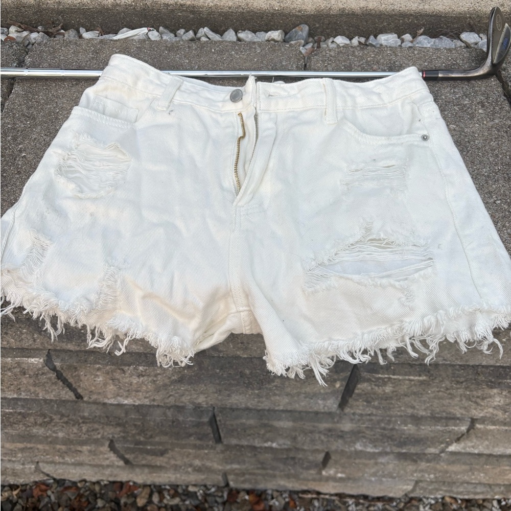 SHEIN Cream Denim Jean Shorts